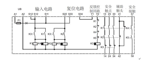 安全繼電器內部控制電路